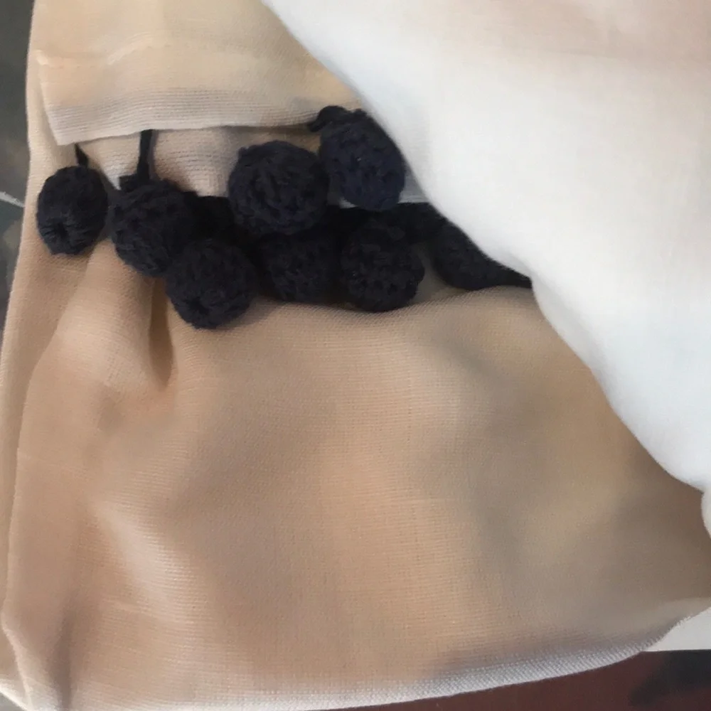 Pottery barn Pom Pom trimmed shower curtain BNWT